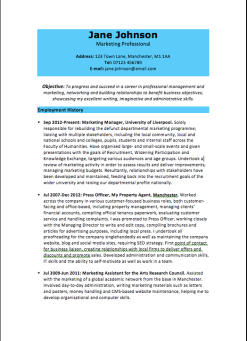 Sample CV first page